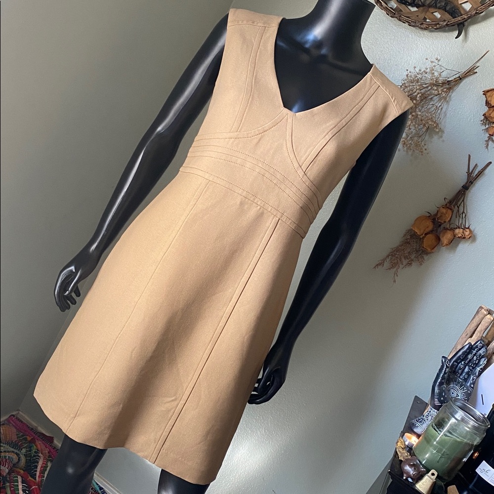 LOFT Tan V-Neck Mini Dress NWoTs